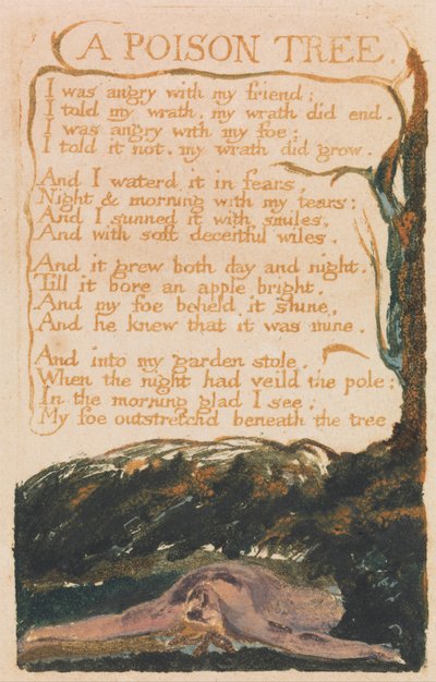 Songs of Innocence and of Experience, Plate 41, A Poison Tree (Bentley 49) by William Blake